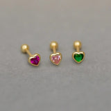 14K Solid Gold Bezel Heart Stud – Anygolds
