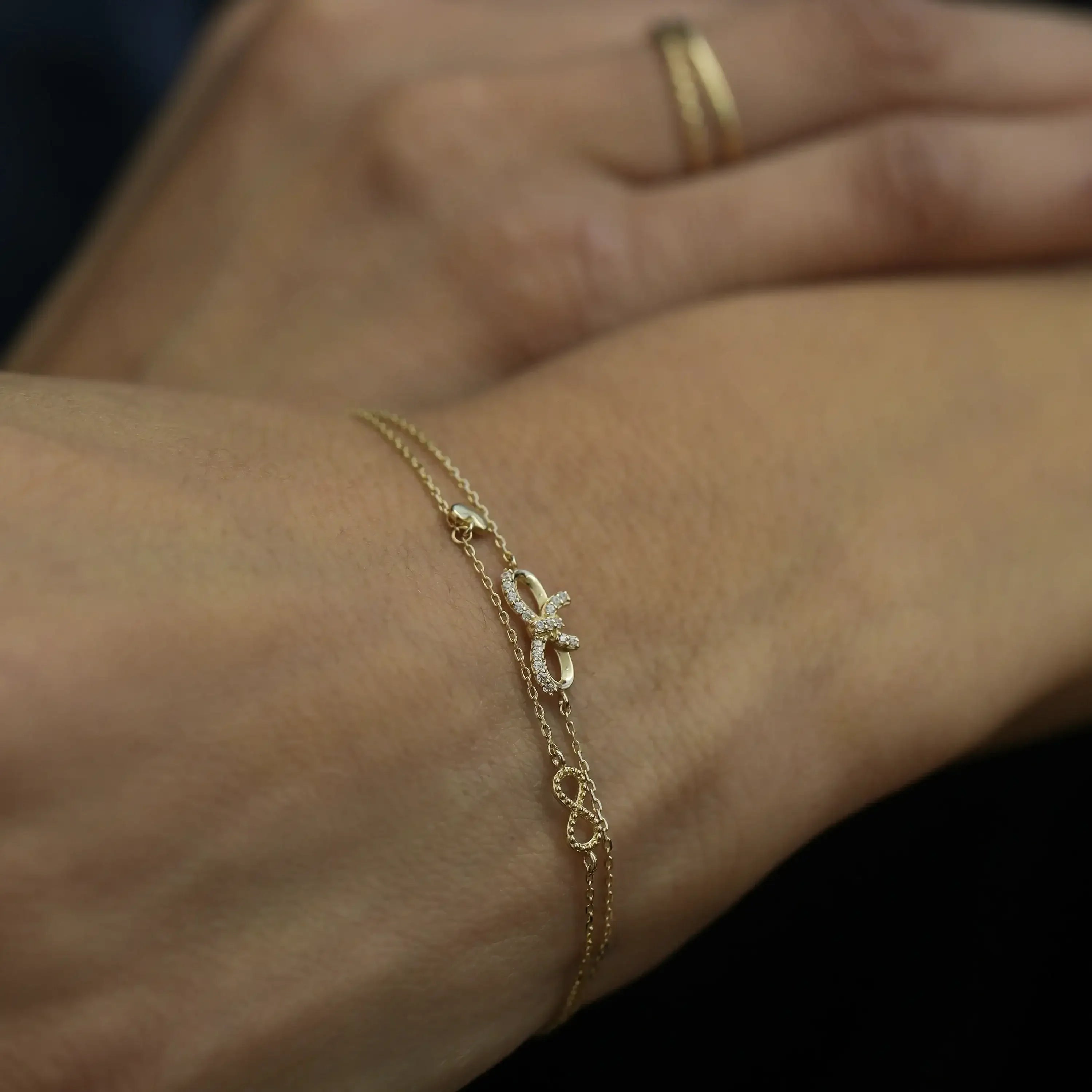 14K Solid Gold Infinity & Heart Bracelet – Anygolds