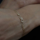 14K Solid Gold CZ Open Bow Bracelet – Anygolds