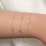14K Solid Gold CZ Open Bow Bracelet – Anygolds