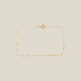 14K Solid Gold Baguette Bar Charm Bracelet – Anygolds