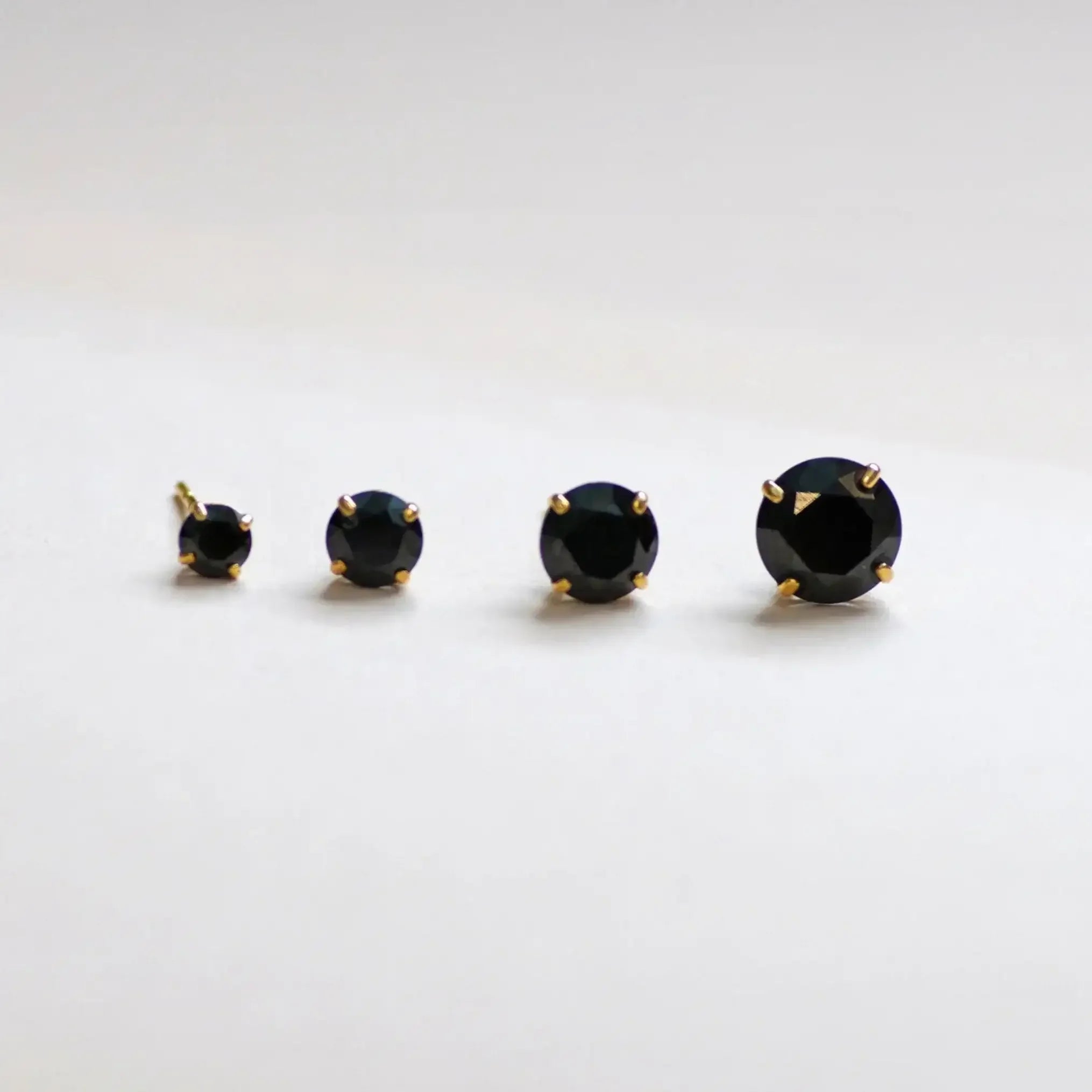 14K Solid Gold Black CZ Stud Earrings – Anygolds