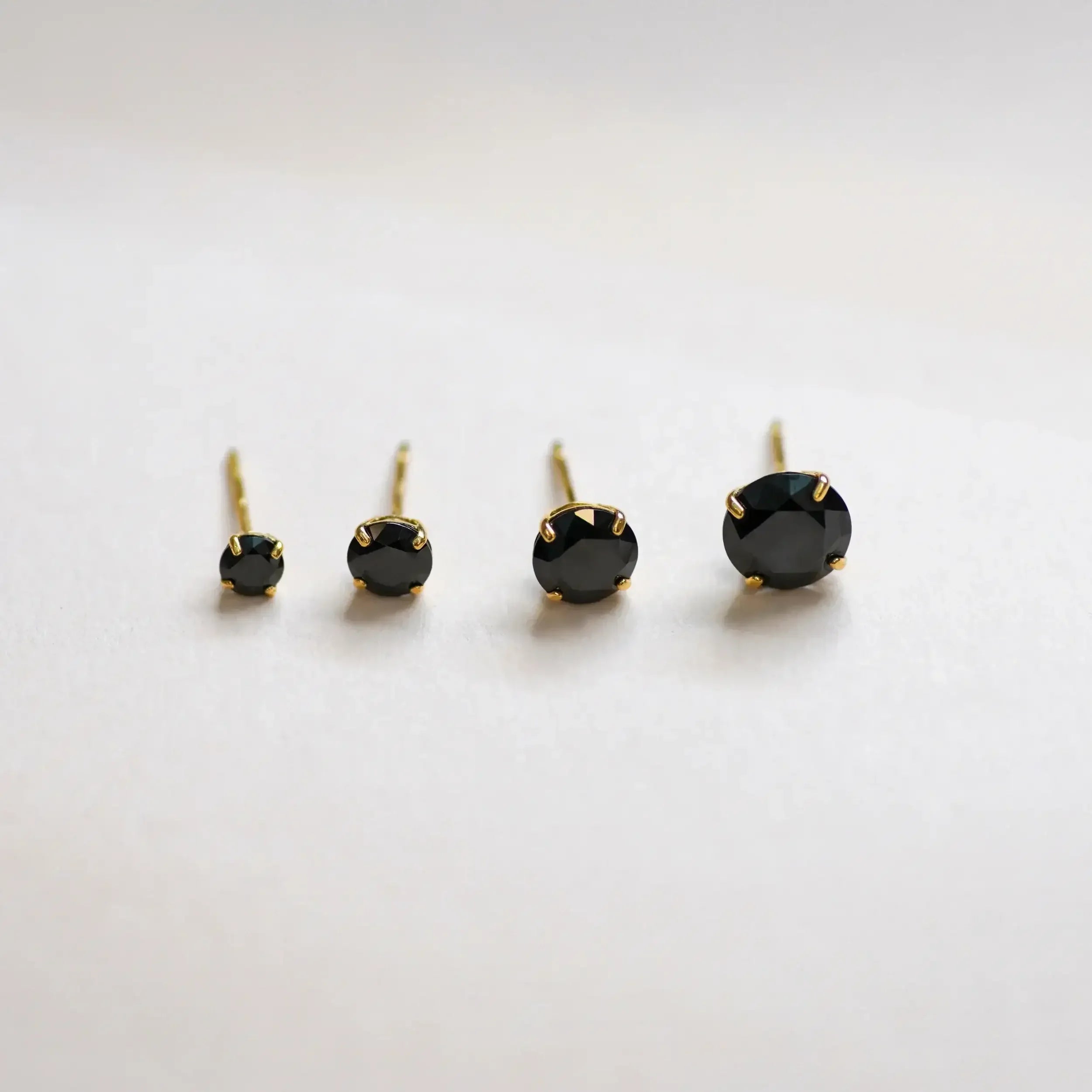 14K Solid Gold Black CZ Stud Earrings – Anygolds