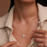 14K Solid Gold Color Stone Square Necklace – Anygolds