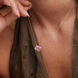 14K Solid Gold Color Stone Square Necklace – Anygolds