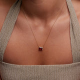 14K Solid Gold Color Stone Square Necklace – Anygolds