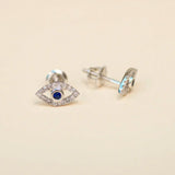 14K Solid Gold Diamond Evil Eye Stud Earrings – Anygolds