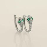 14K Solid Gold Diamond Emerald Snake Eyes Hoop Earrings – Anygolds