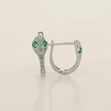14K Solid Gold Diamond Emerald Snake Eyes Hoop Earrings – Anygolds