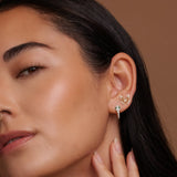 14K Solid Gold Diamond Emerald Snake Eyes Hoop Earrings – Anygolds