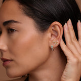 14K Solid Gold Diamond Emerald Snake Eyes Hoop Earrings – Anygolds