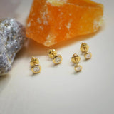 14K Solid Gold Bezel Diamond Round Stud Earrings – Anygolds