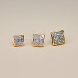 14K Solid Gold Diamond Square Stud Earrings – Anygolds