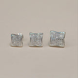 14K Solid Gold Diamond Square Stud Earrings – Anygolds