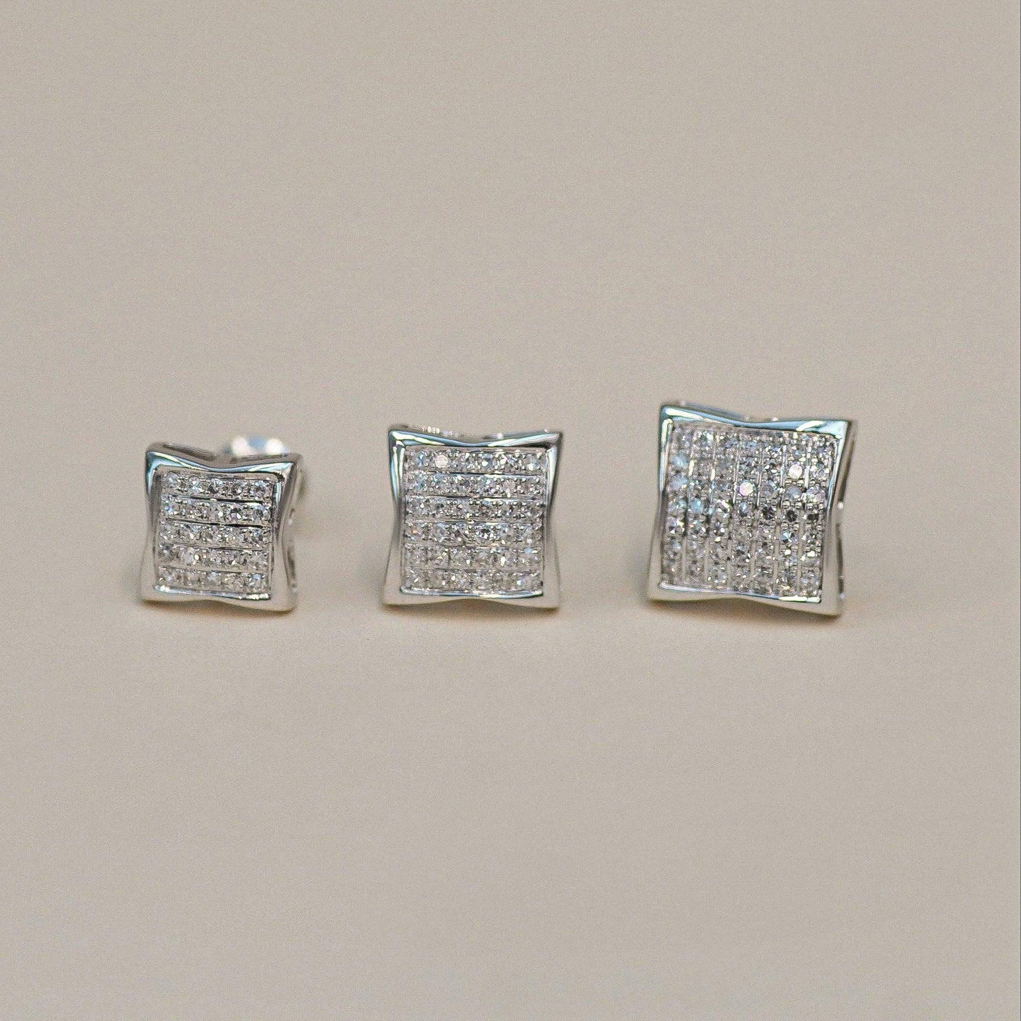 14K Solid Gold Diamond Square Stud Earrings – Anygolds