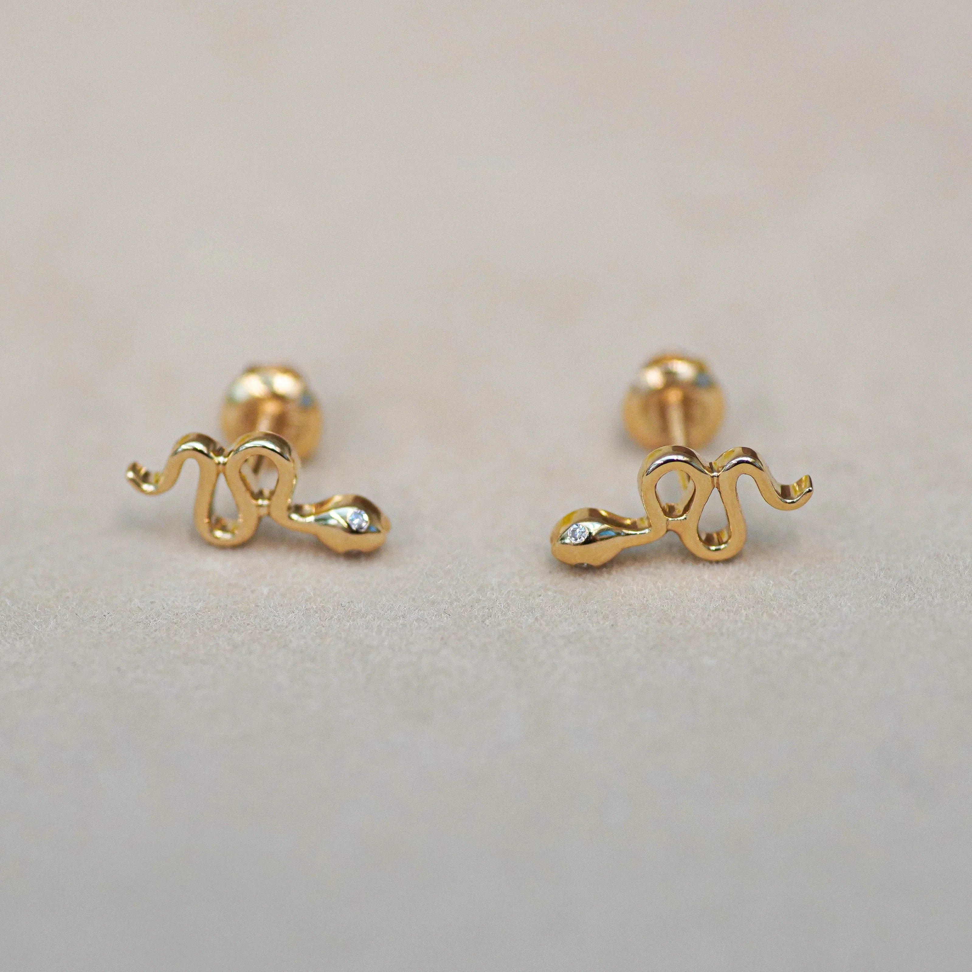 Diamond Snake Stud Earrings - Anygolds