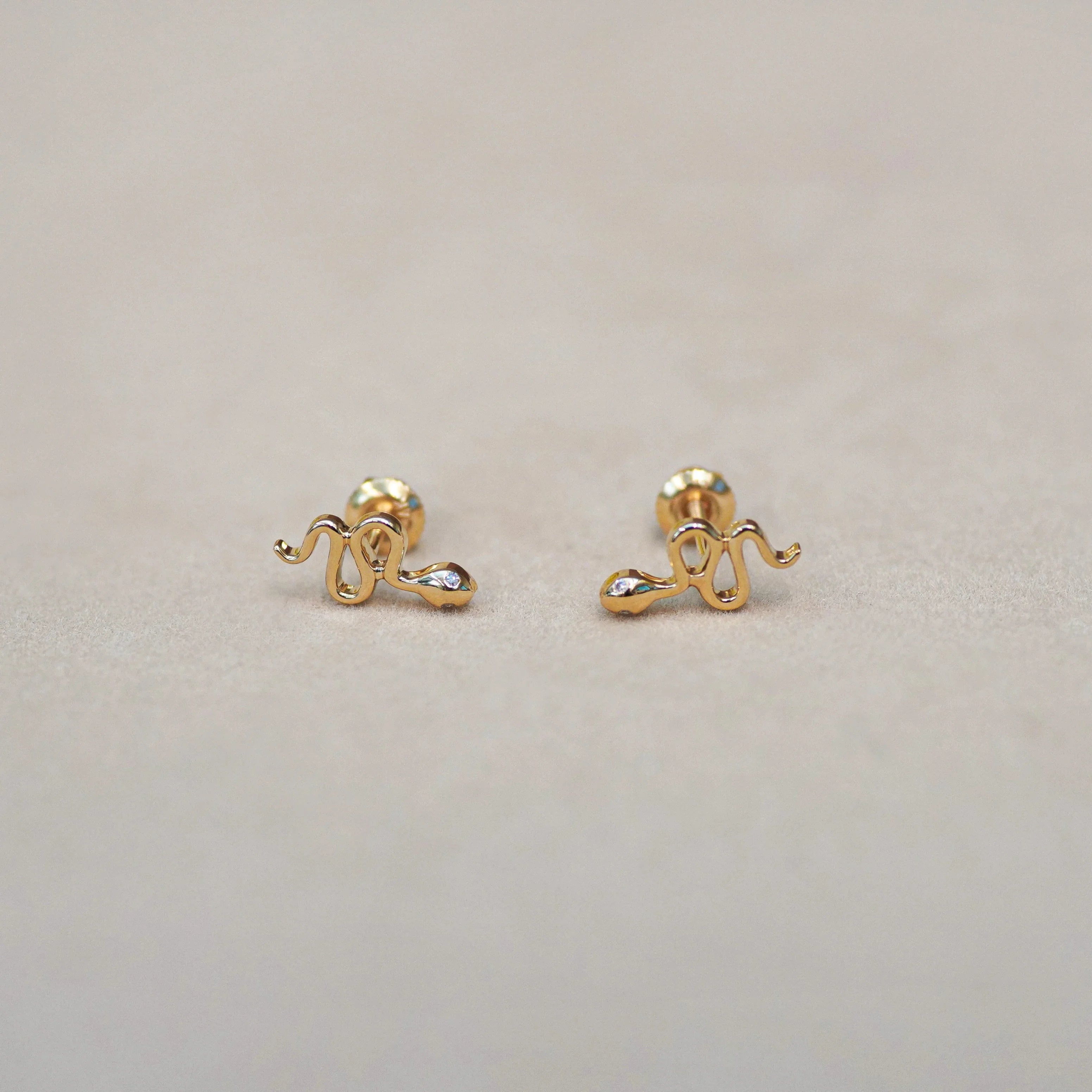 Diamond Snake Stud Earrings - Anygolds