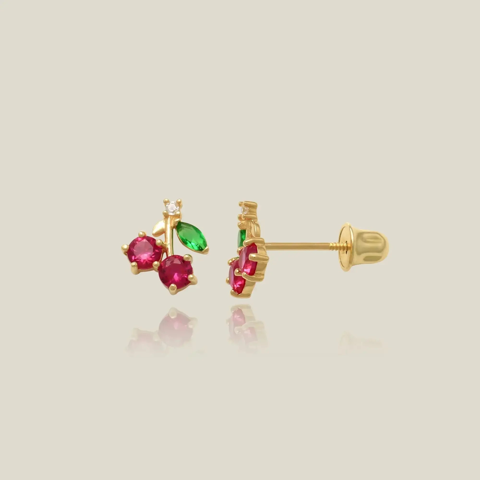 14K Solid Gold Marquise Cherry Stud Earrings – Anygolds