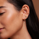 14K Solid Gold Pearl Chain Drop Earrings – Anygolds