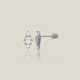 14K Solid Gold Bezel CZ Baguette Stud Earrings – Anygolds
