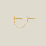 14K Solid Gold Bee & Honeycomb Double Chain Stud Earring – Anygolds