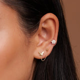 14K Solid Gold CZ Flower Stud – Anygolds
