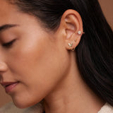 14K Solid Gold CZ Flower Stud – Anygolds
