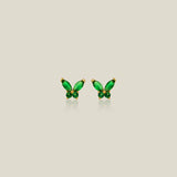 14K Solid Gold Color Stone Butterfly Stud Earrings – Anygolds
