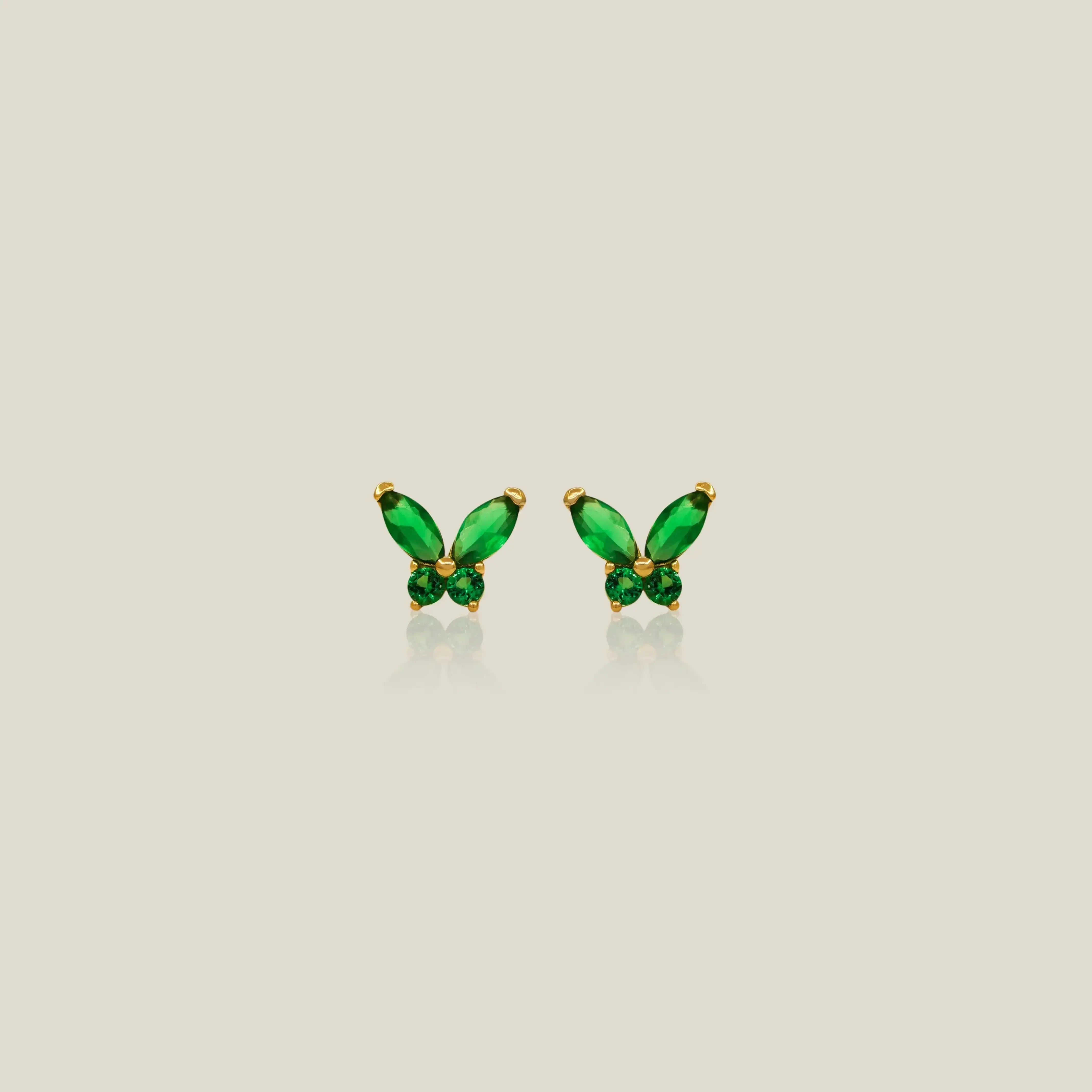 14K Solid Gold Color Stone Butterfly Stud Earrings – Anygolds