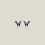 14K Solid Gold Color Stone Butterfly Stud Earrings – Anygolds