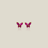 14K Solid Gold Color Stone Butterfly Stud Earrings – Anygolds