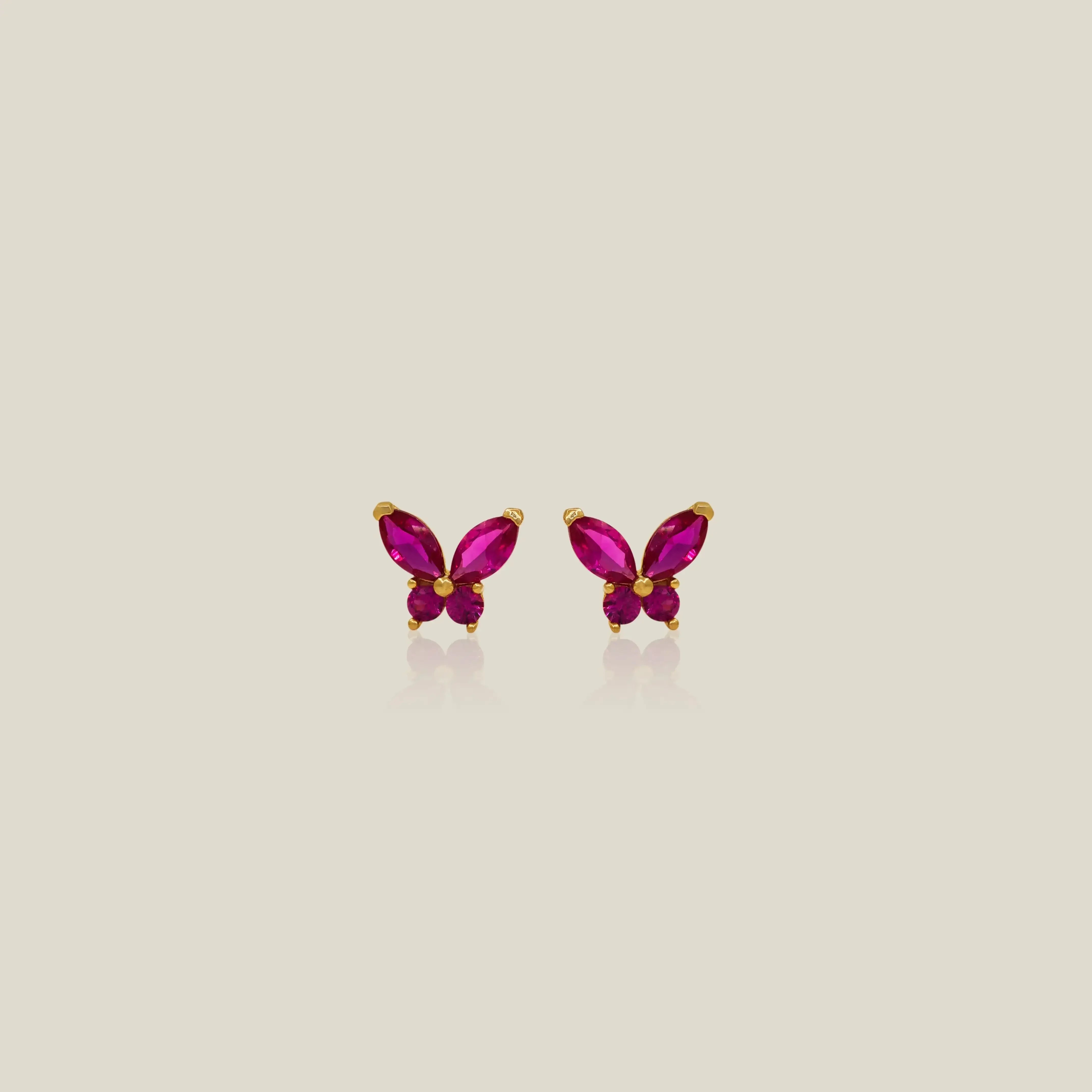 14K Solid Gold Color Stone Butterfly Stud Earrings – Anygolds
