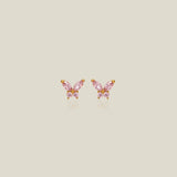 14K Solid Gold Color Stone Butterfly Stud Earrings – Anygolds