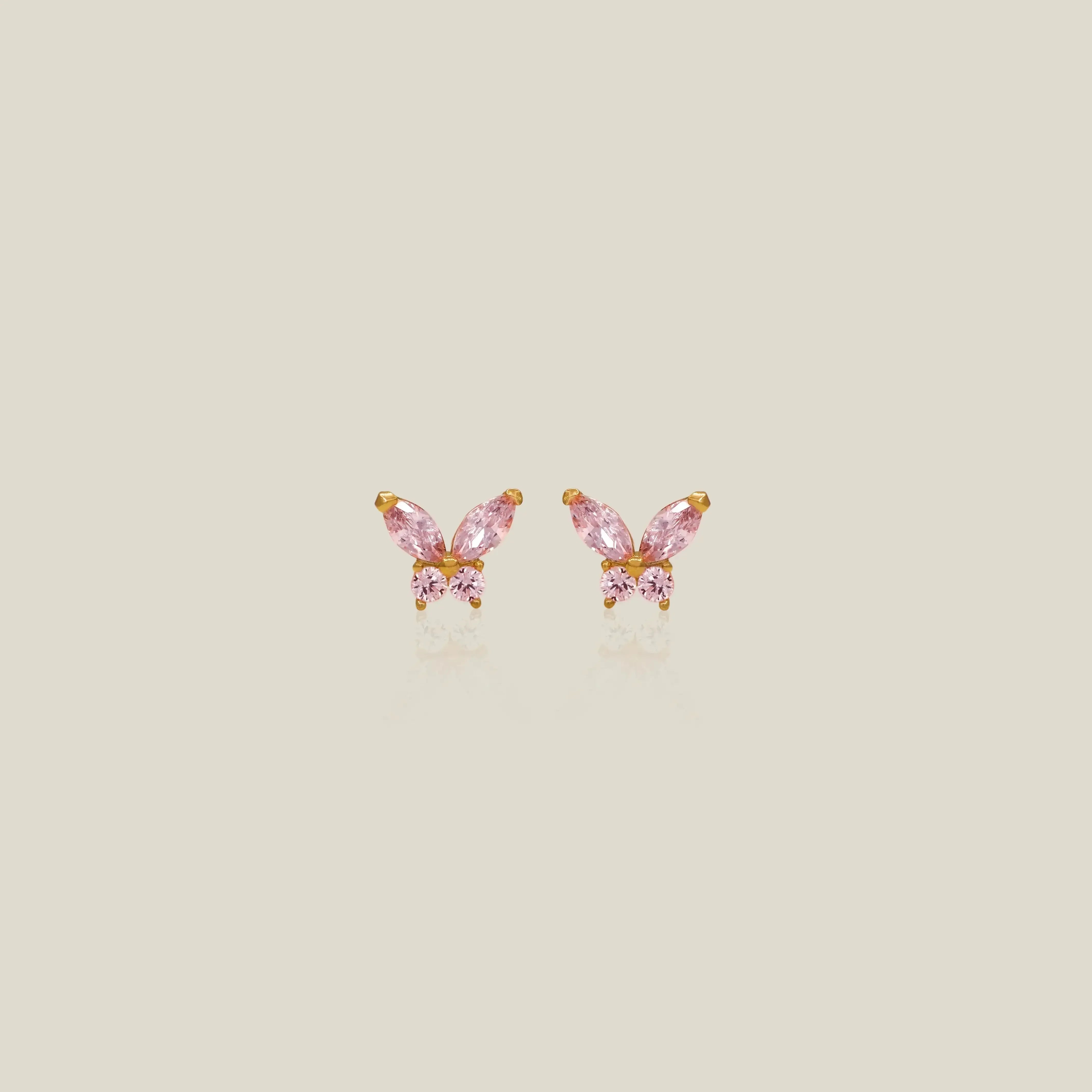 14K Solid Gold Color Stone Butterfly Stud Earrings – Anygolds