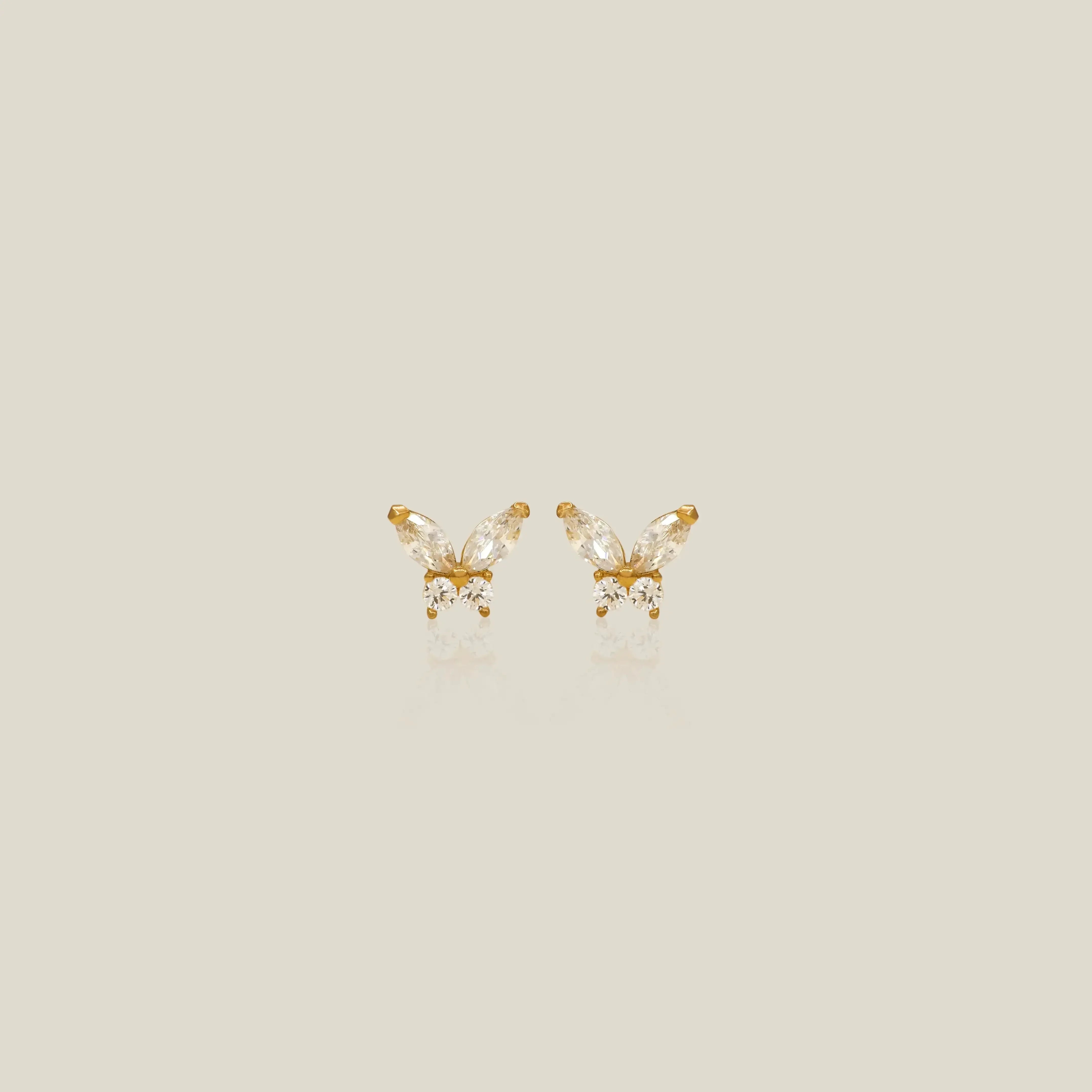 14K Solid Gold Color Stone Butterfly Stud Earrings – Anygolds