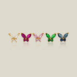 14K Solid Gold Color Stone Butterfly Stud Earrings – Anygolds