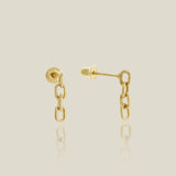 14K Solid Gold Square Chain Link Stud Earrings – Anygolds