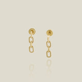 14K Solid Gold Square Chain Link Stud Earrings – Anygolds