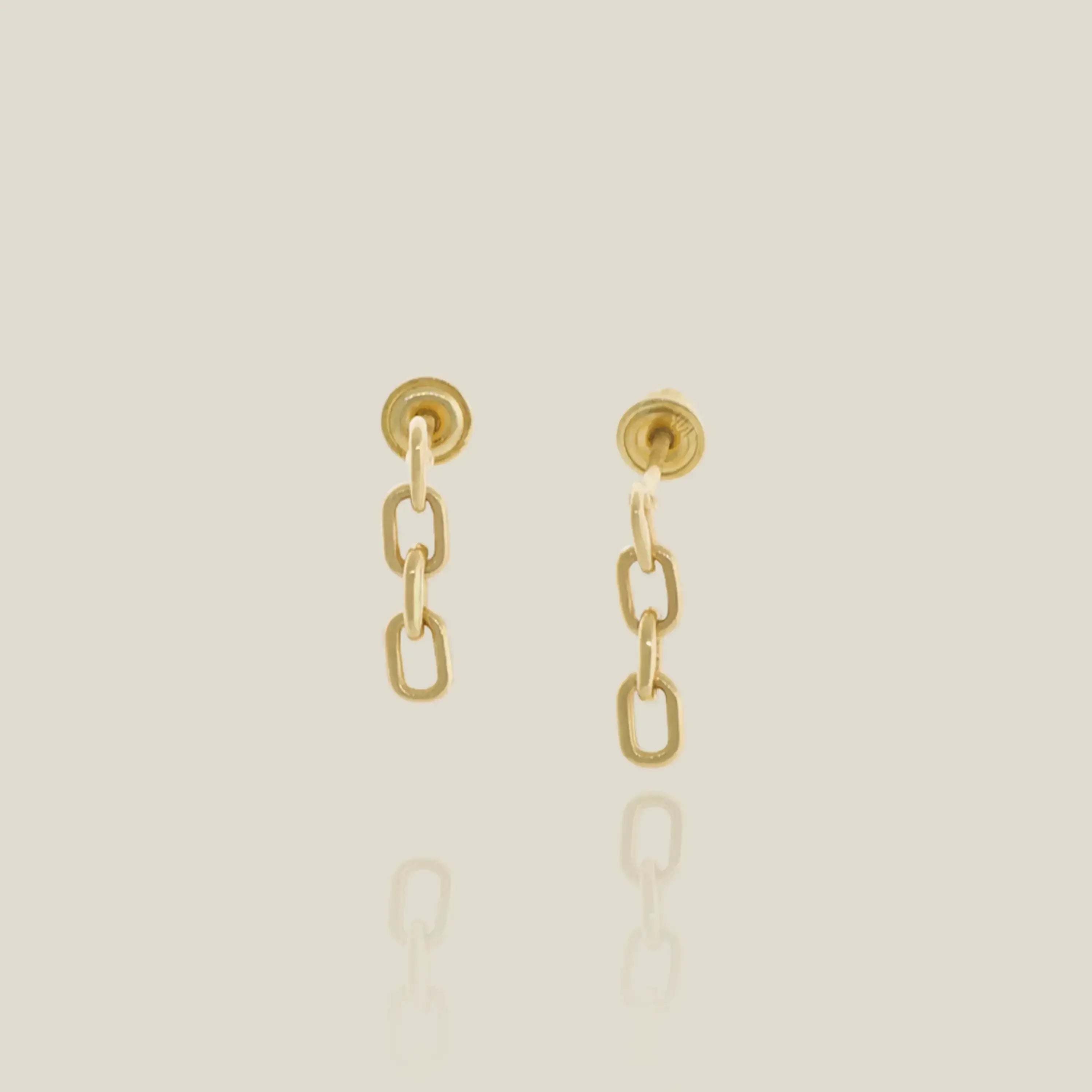 14K Solid Gold Square Chain Link Stud Earrings – Anygolds