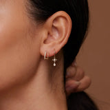 14K Solid Gold Teardrop Evil Eye Dangle Clicker Hoop – Anygolds
