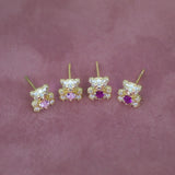 14K Solid Gold Teddy Bear with Heart Stud Earrings – Anygolds