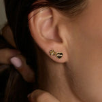 14K Solid Gold Diamond Rose Stud – Anygolds