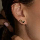 14K Solid Gold Diamond Rose Stud – Anygolds