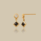Onyx Black Diamond Drop Stud Earrings