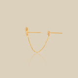 Dainty CZ Chain Double Stud Earring