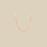 Dainty CZ Chain Double Stud Earring