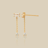 Baguette Chain Drop Stud Earrings