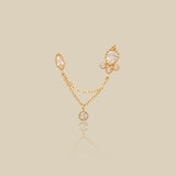 Ornate Drop Chain Double Stud Earring