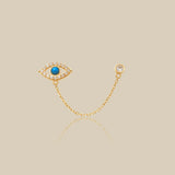 Turquoise Evil Eye Chain Double Stud Earring