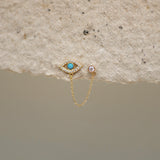 Turquoise Evil Eye Chain Double Stud Earring